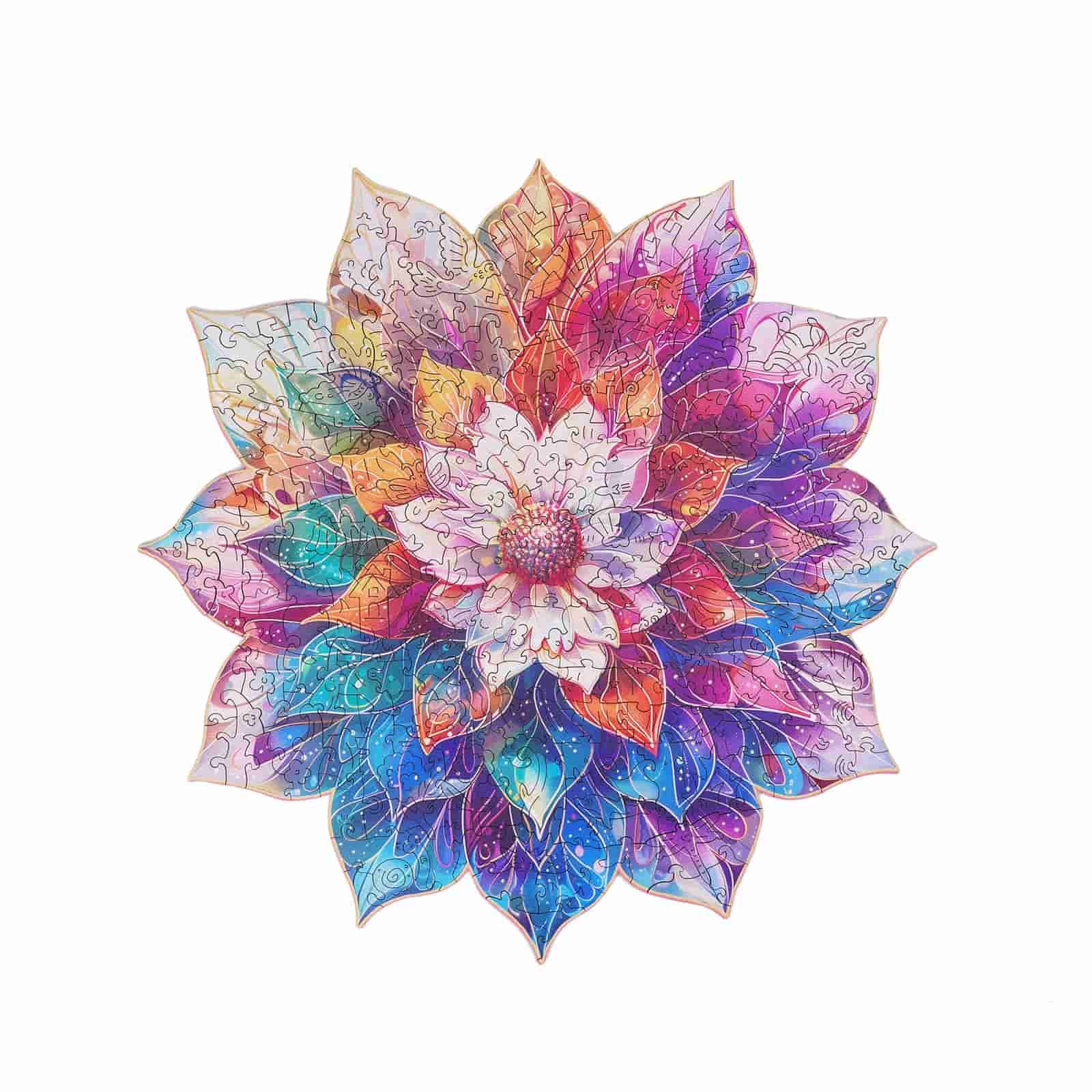 Mystic Mandala Flower Wooden Jigsaw Puzzle