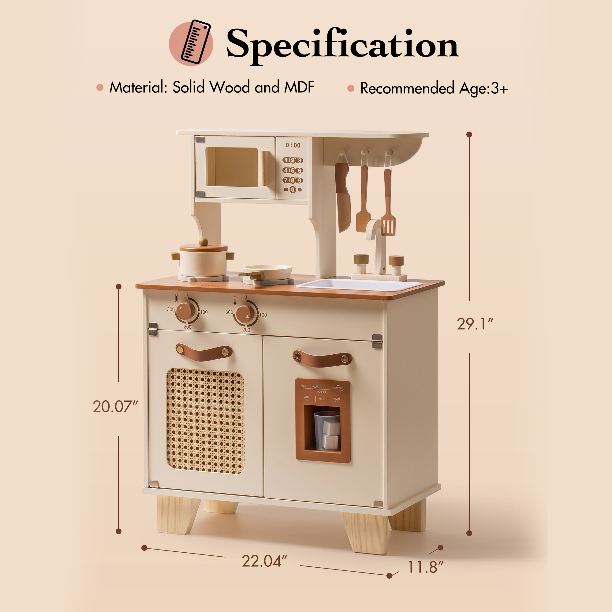 Montessori Wooden Kitchen Playset With Accessories