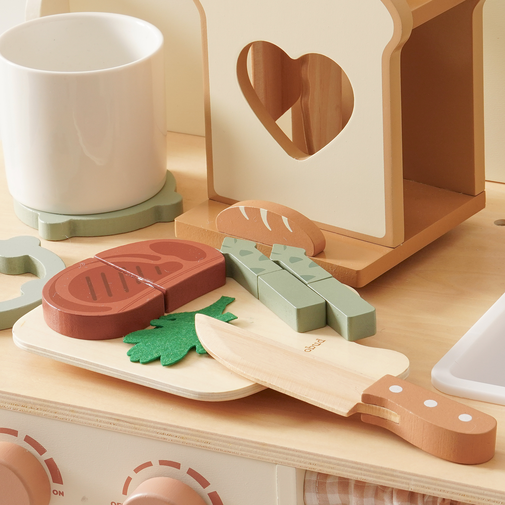 16 Piece Wooden Kitchen Knife Toy Set For Toddlers