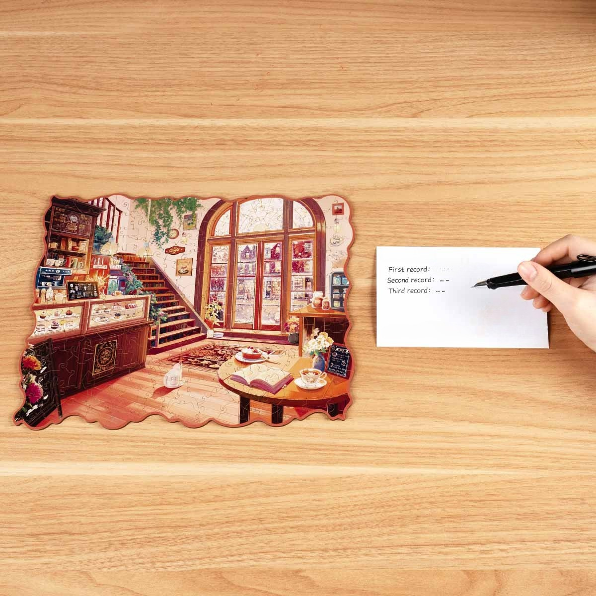 Winter Cafe Wooden Jigsaw Puzzle