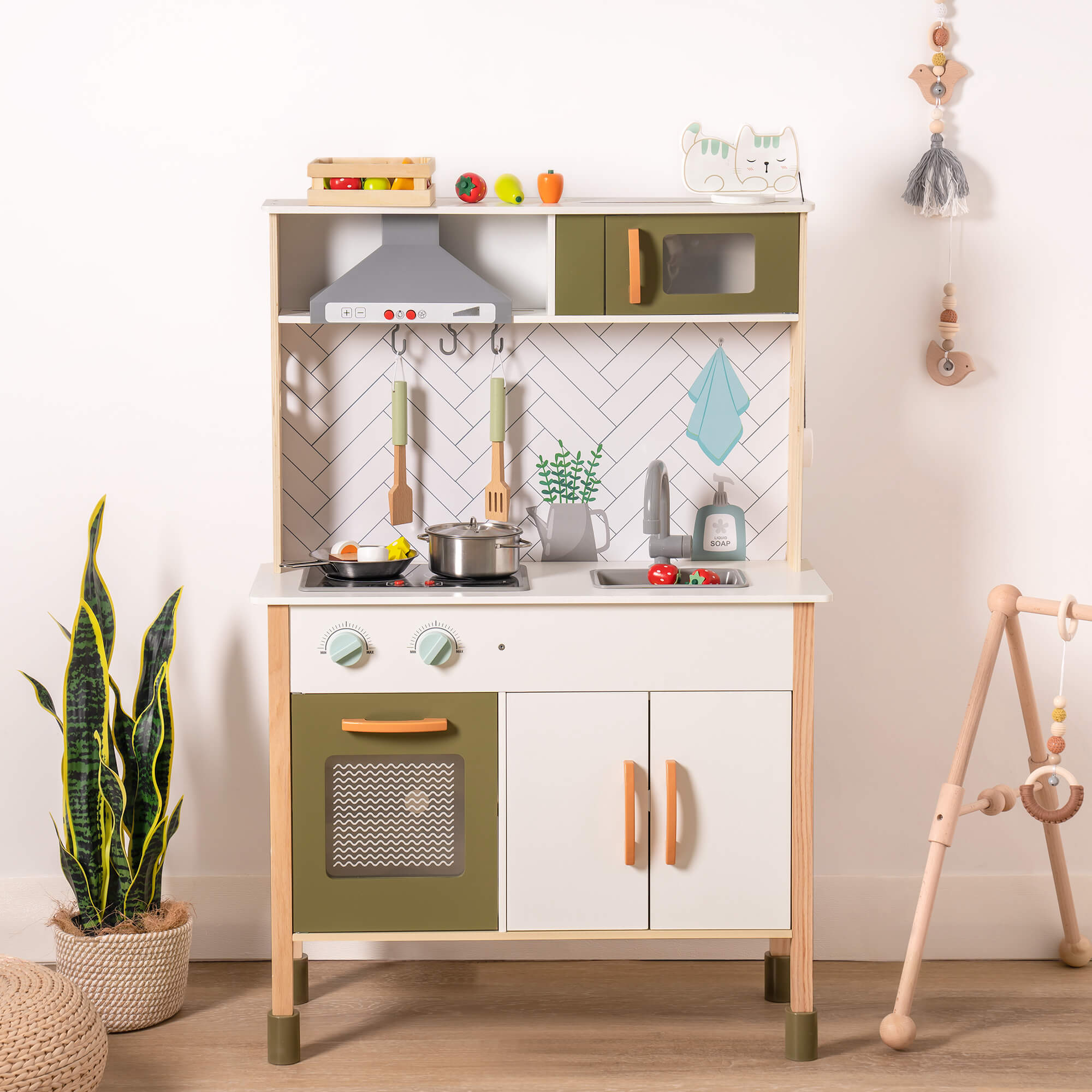 Classic Wooden Cooking Play Kitchen For Kids