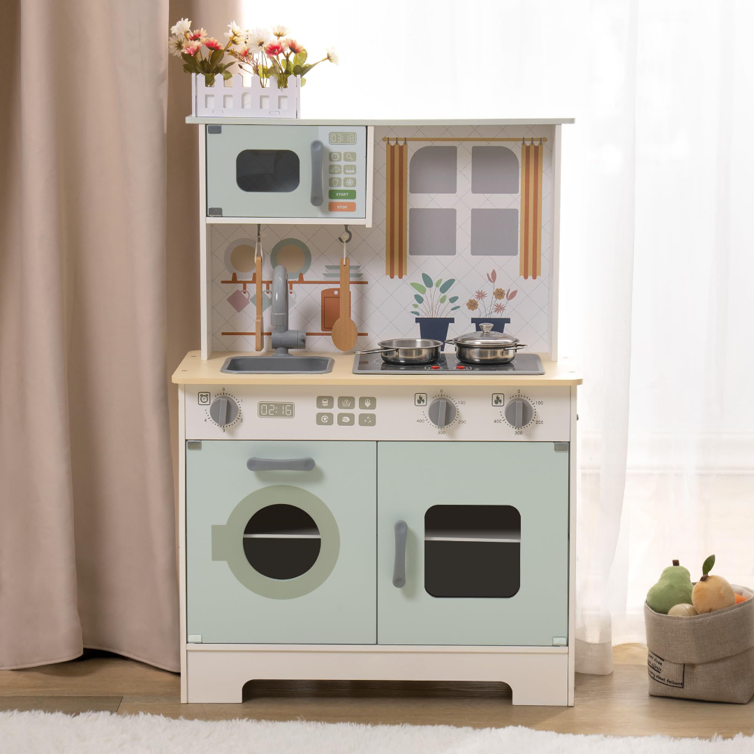 Wooden Kitchen Play Center for Toddlers and Kids