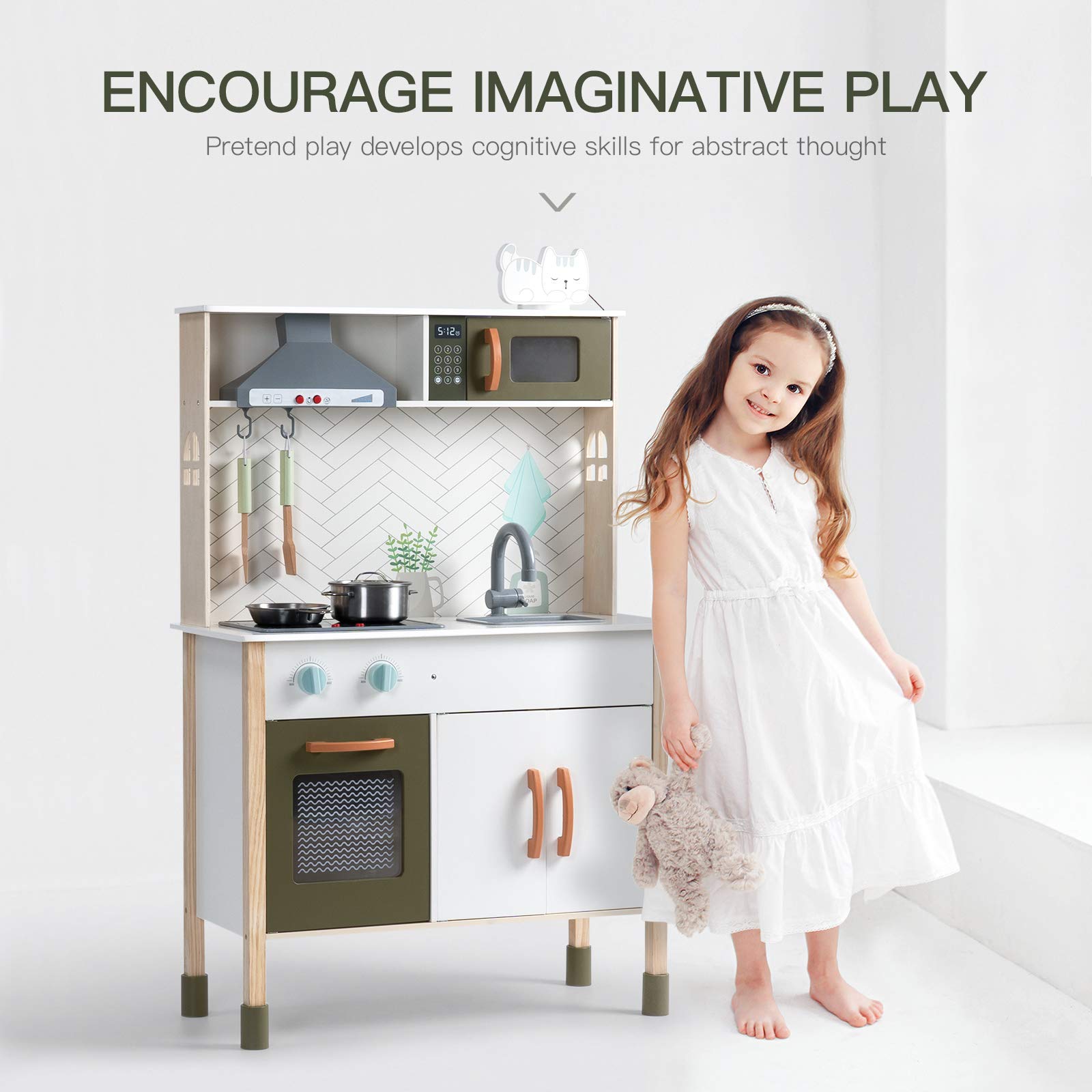 Classic Wooden Cooking Play Kitchen For Kids