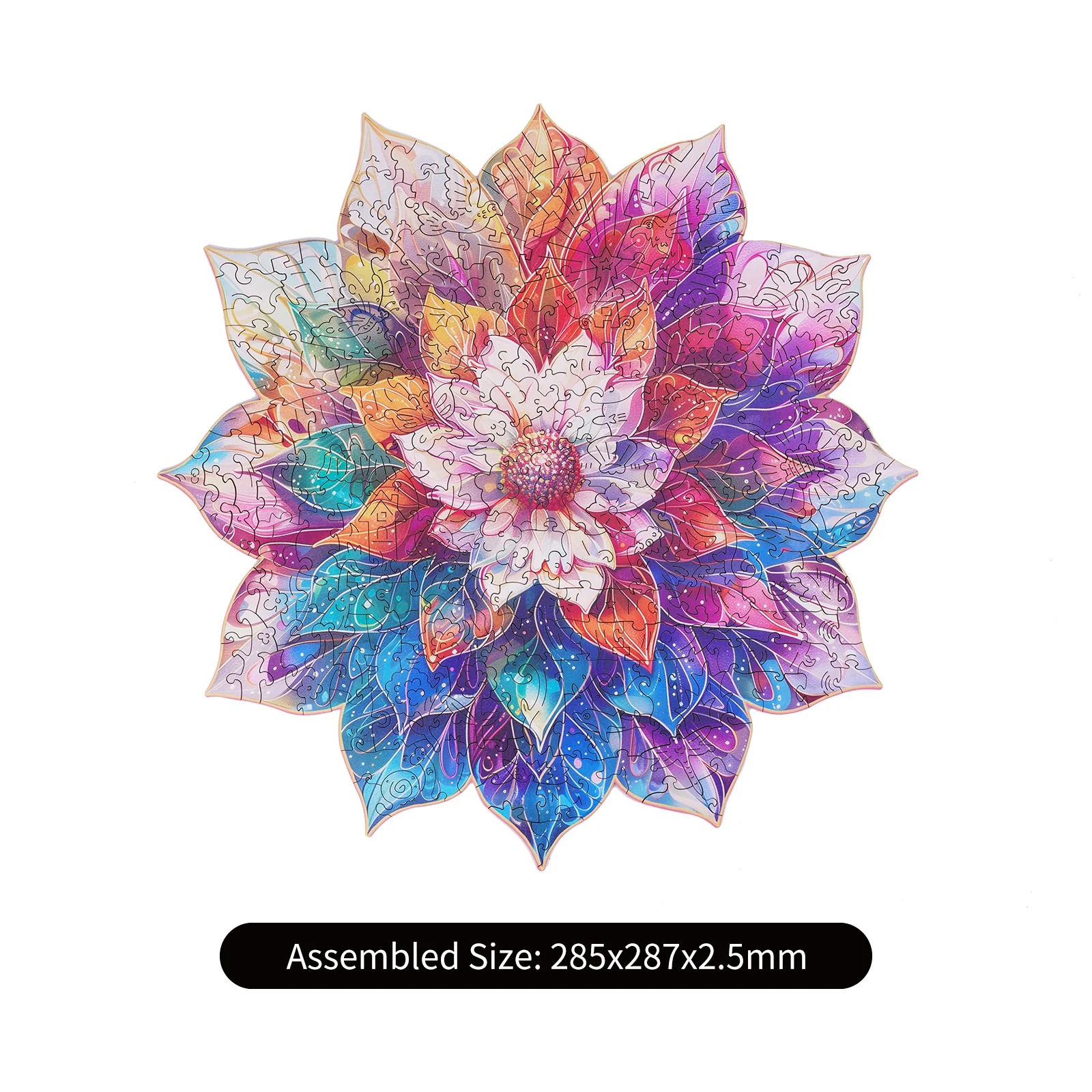 Mystic Mandala Flower Wooden Jigsaw Puzzle
