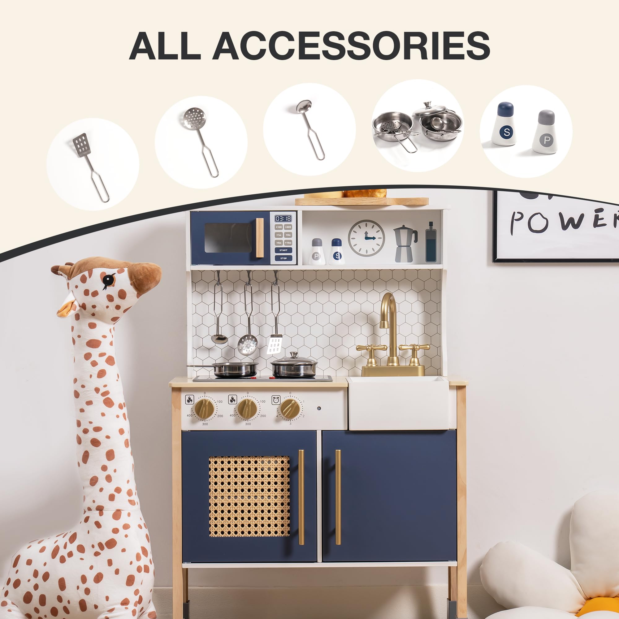 Wooden Kids Play Kitchen Set