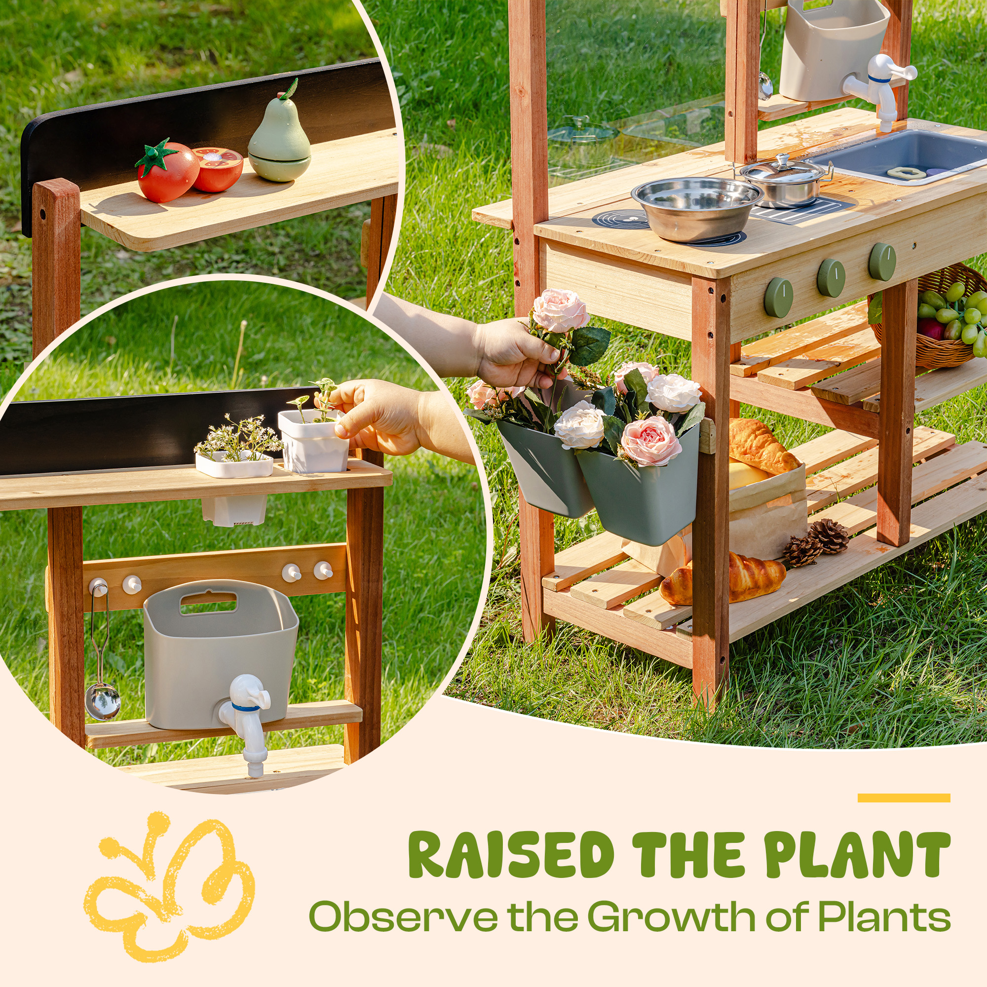 Wooden Outdoor Mud Kitchen Playset For Kids