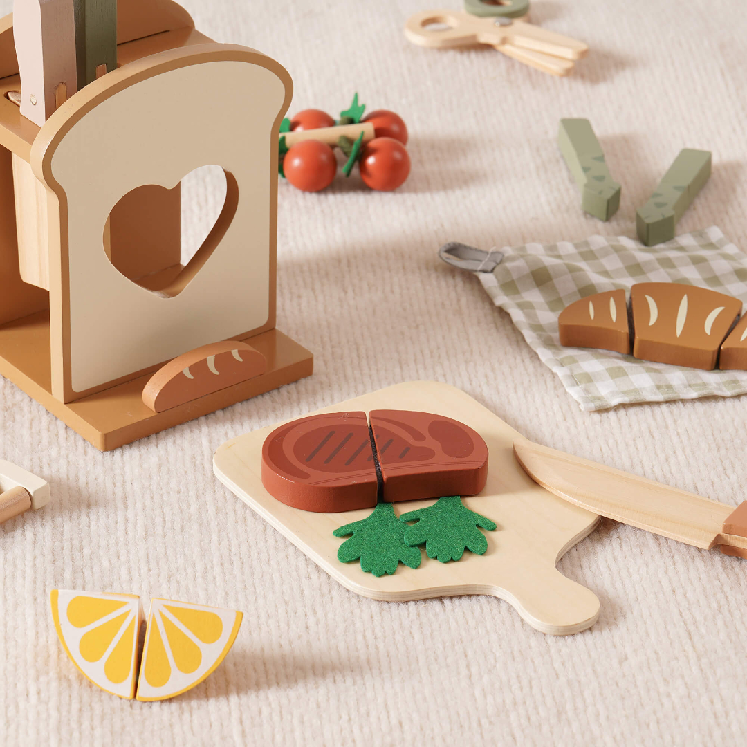 16 Piece Wooden Kitchen Knife Toy Set For Toddlers