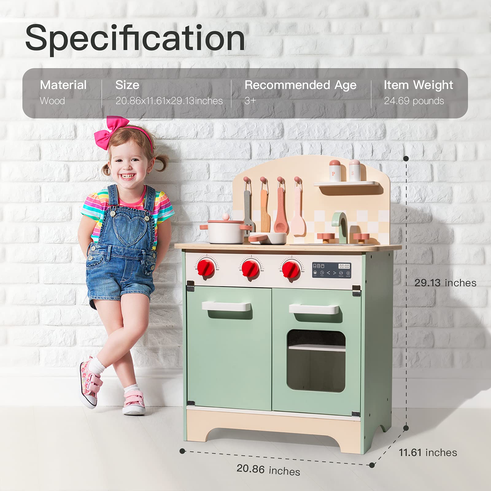 Interactive Wooden Play Kitchen Set For Children