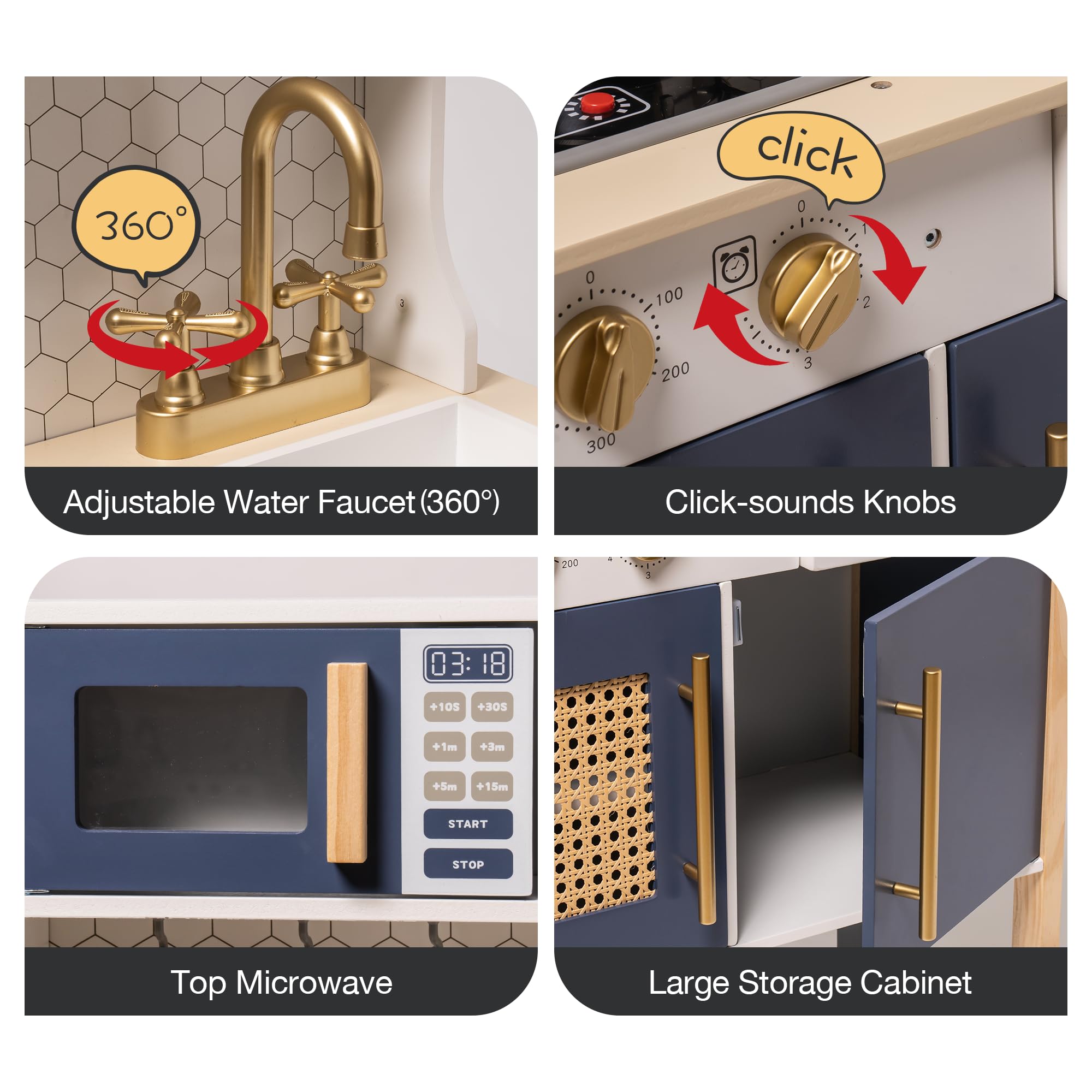 Wooden Kids Play Kitchen Set