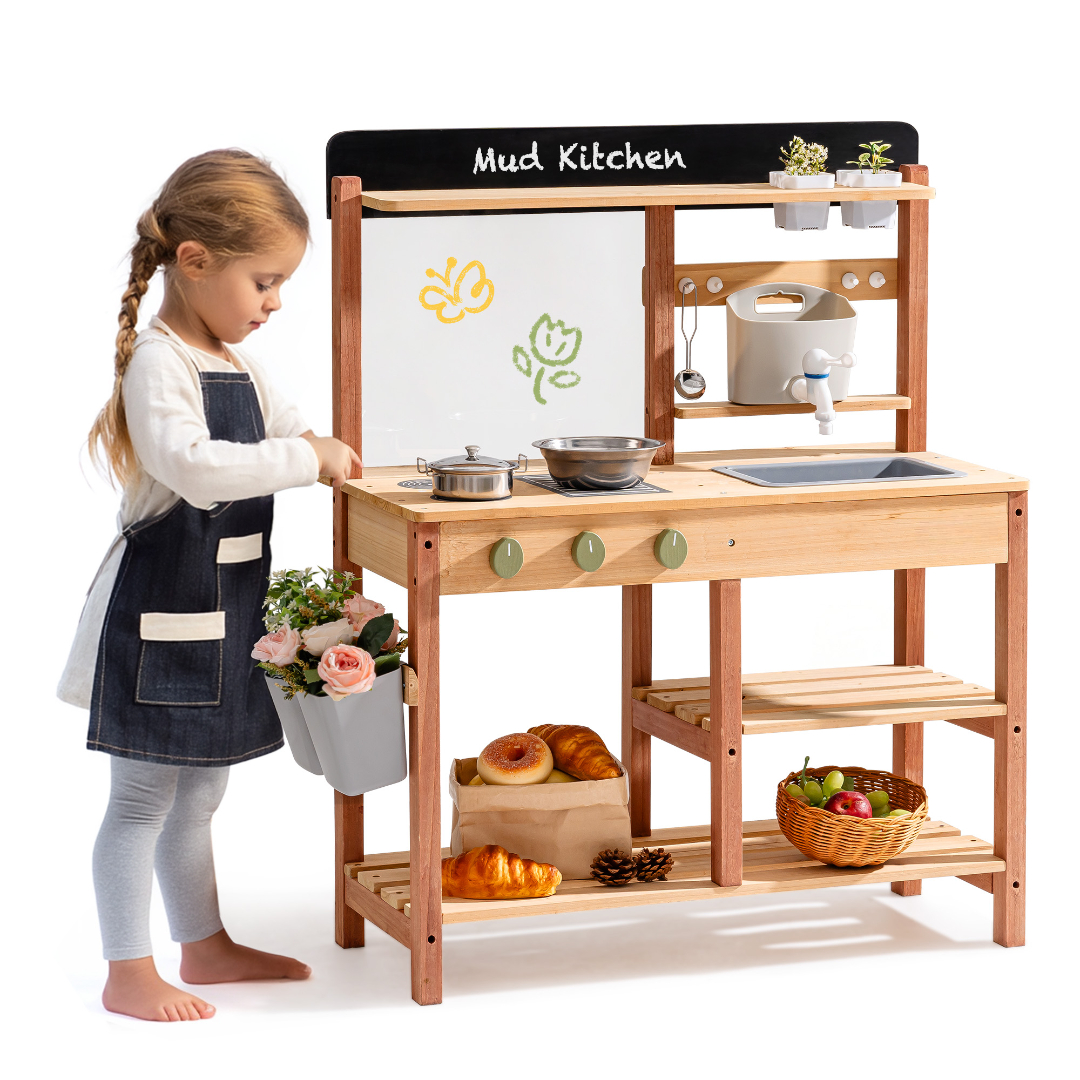 Wooden Outdoor Mud Kitchen Playset For Kids