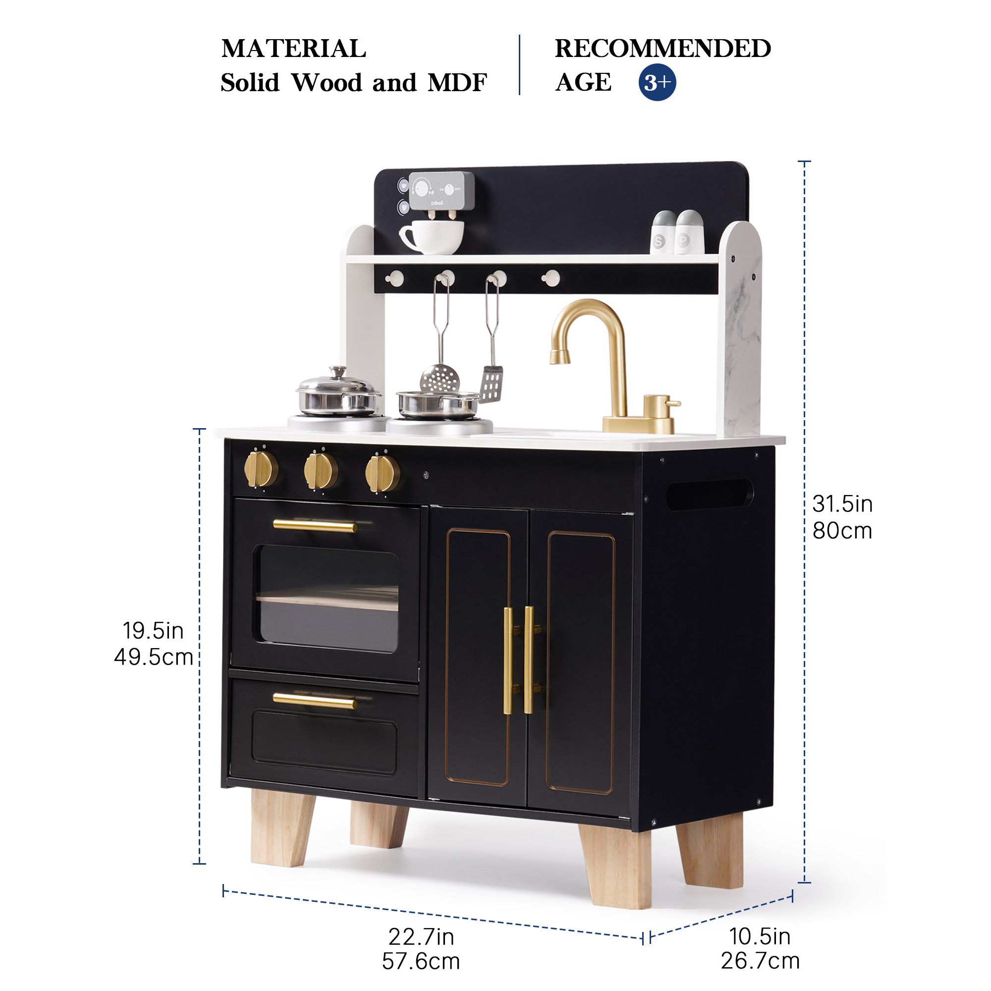 Wooden Play Kitchen For Toddlers And Kids