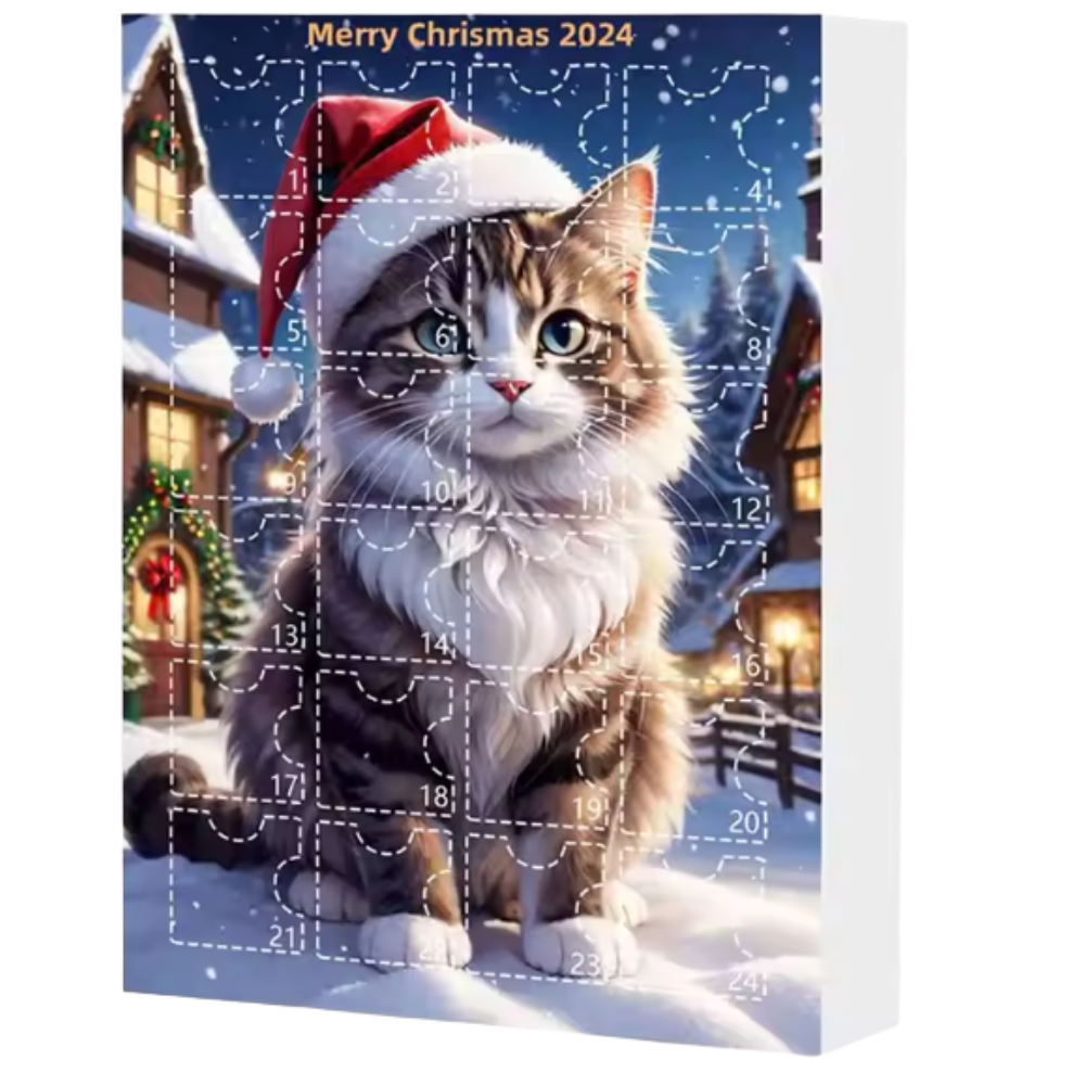 2D Acrylic Cat Advent Calendar with 24 Day Christmas Kitten Surprises