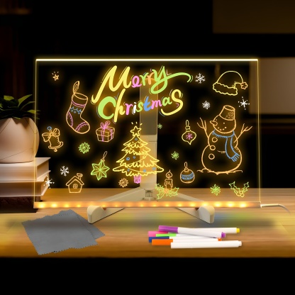 Acrylic 11.8 Inch Light Up LED Dry Erase Note Board with Stand and 7 pcs Colorful Pens