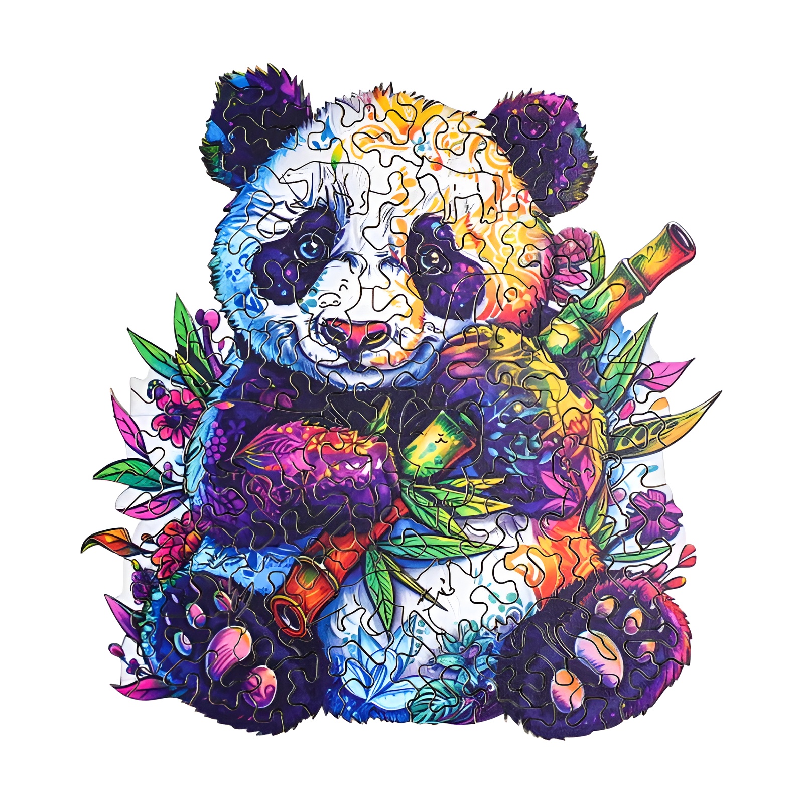Floral Panda Wooden Jigsaw Puzzle