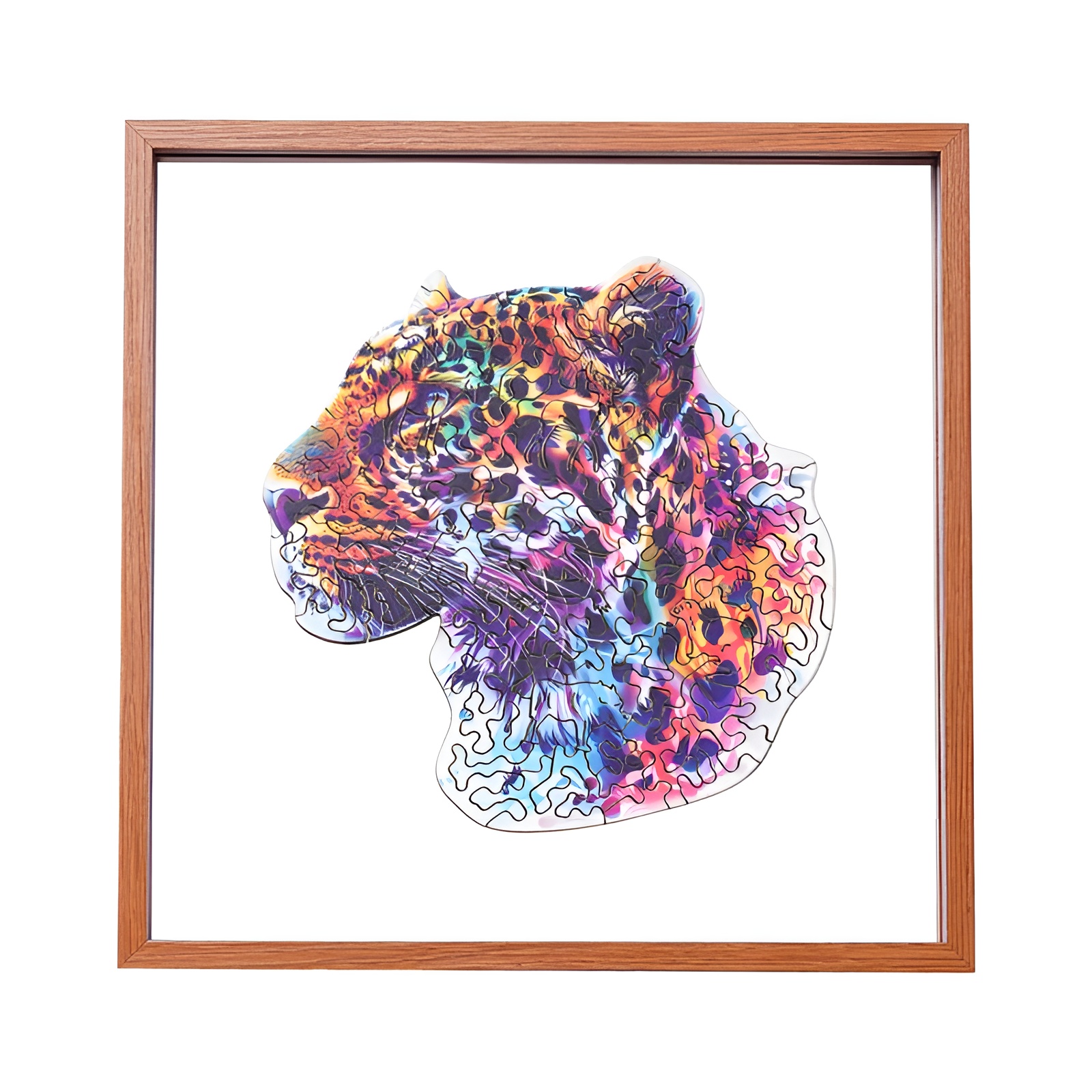 Fancy Leopard Wooden Jigsaw Puzzle with Frame