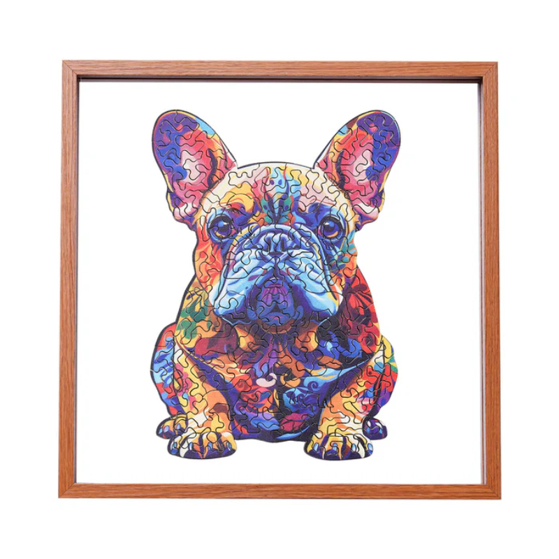 French Bulldog Wooden Jigsaw Puzzle with Frame