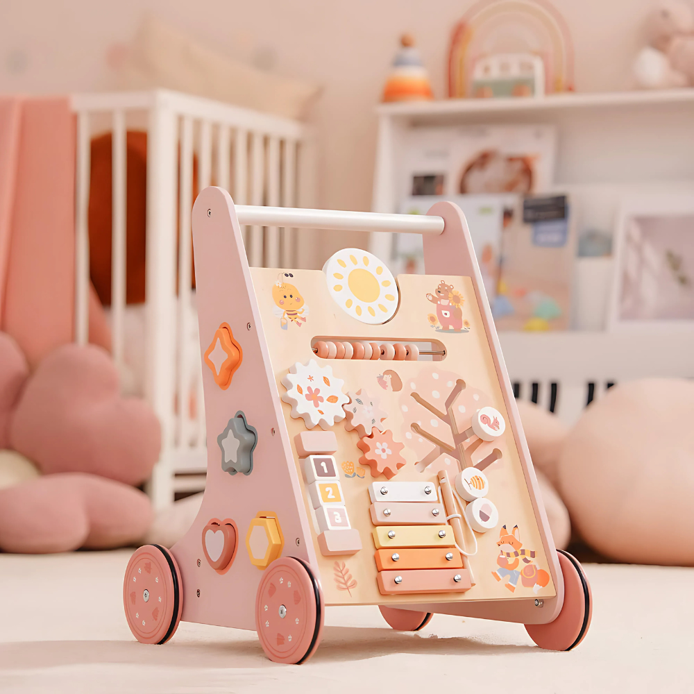 Wooden Pink Baby Walker
