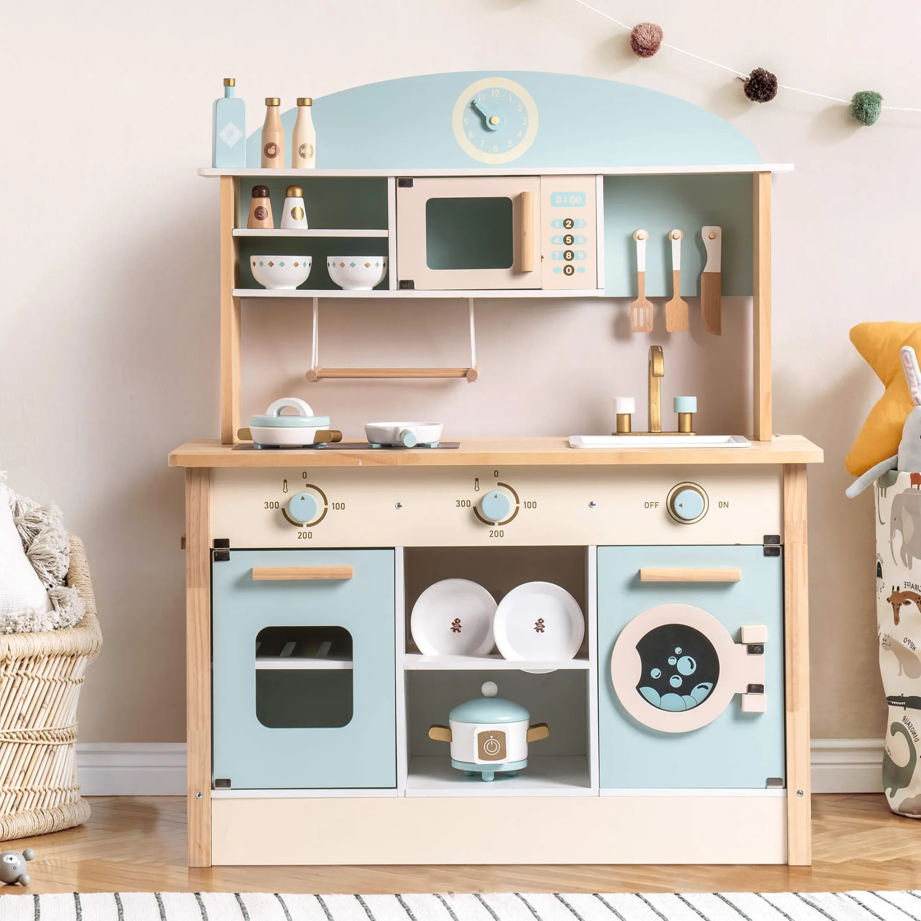 Wooden Kids Play Kitchen Set