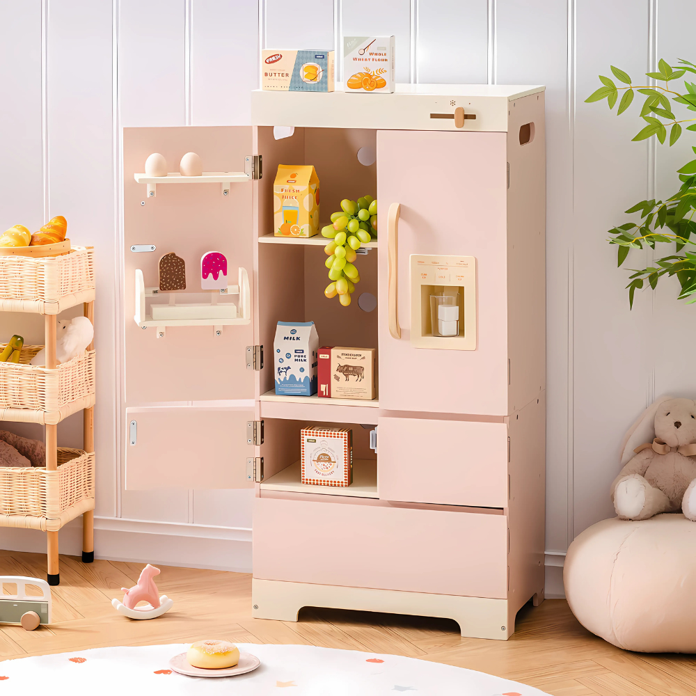 Wooden Pink Refrigerator