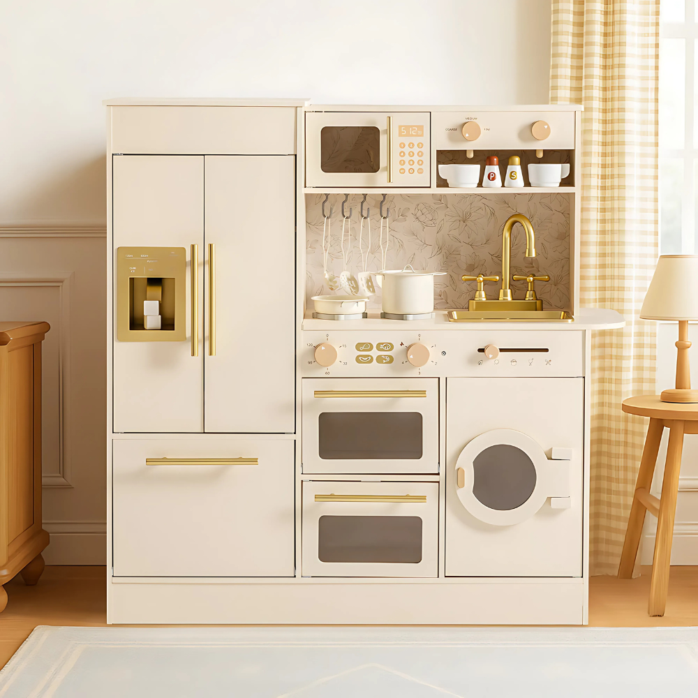 Floral Wooden Play Kitchen For Kids