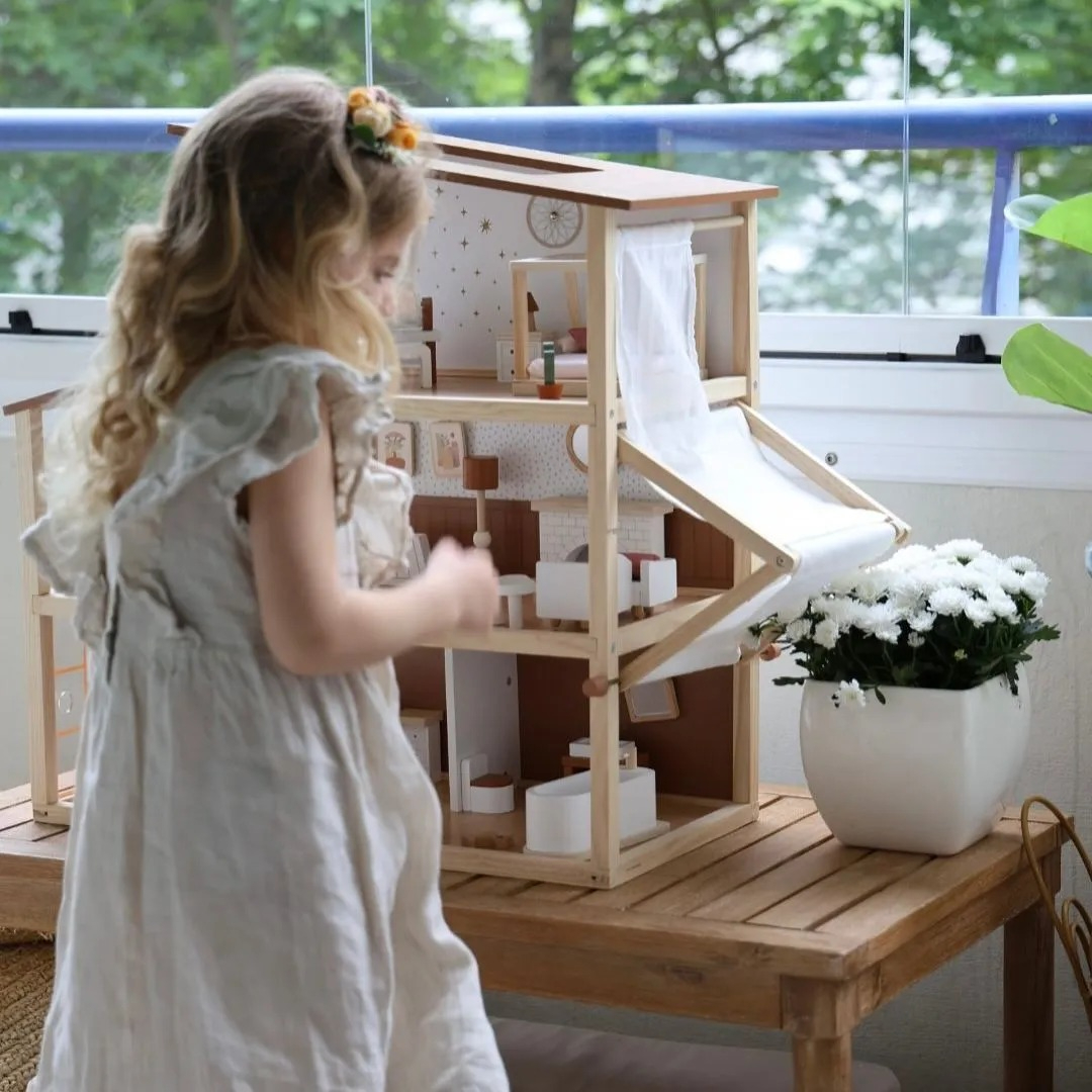 Wooden Dollhouse For Toddlers And Kids