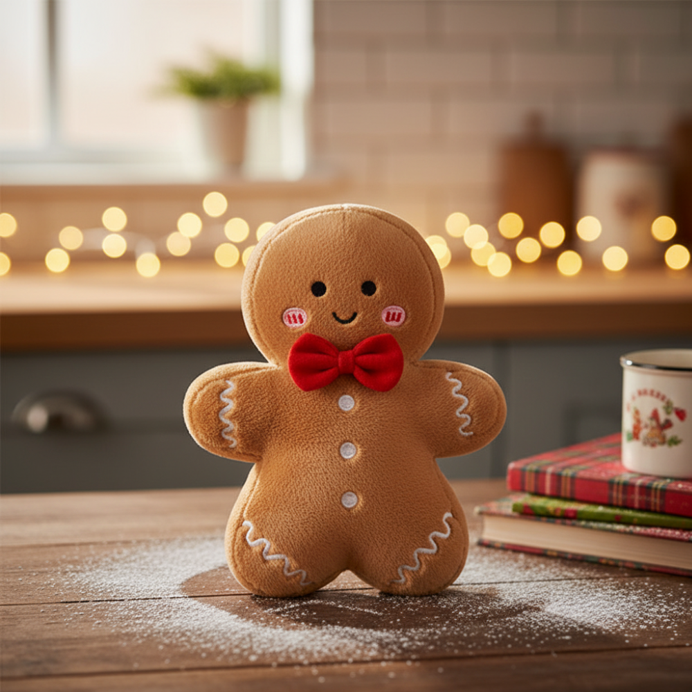 Gingerbread Plush Doll With Bow For Christmas Decoration And Tree Display