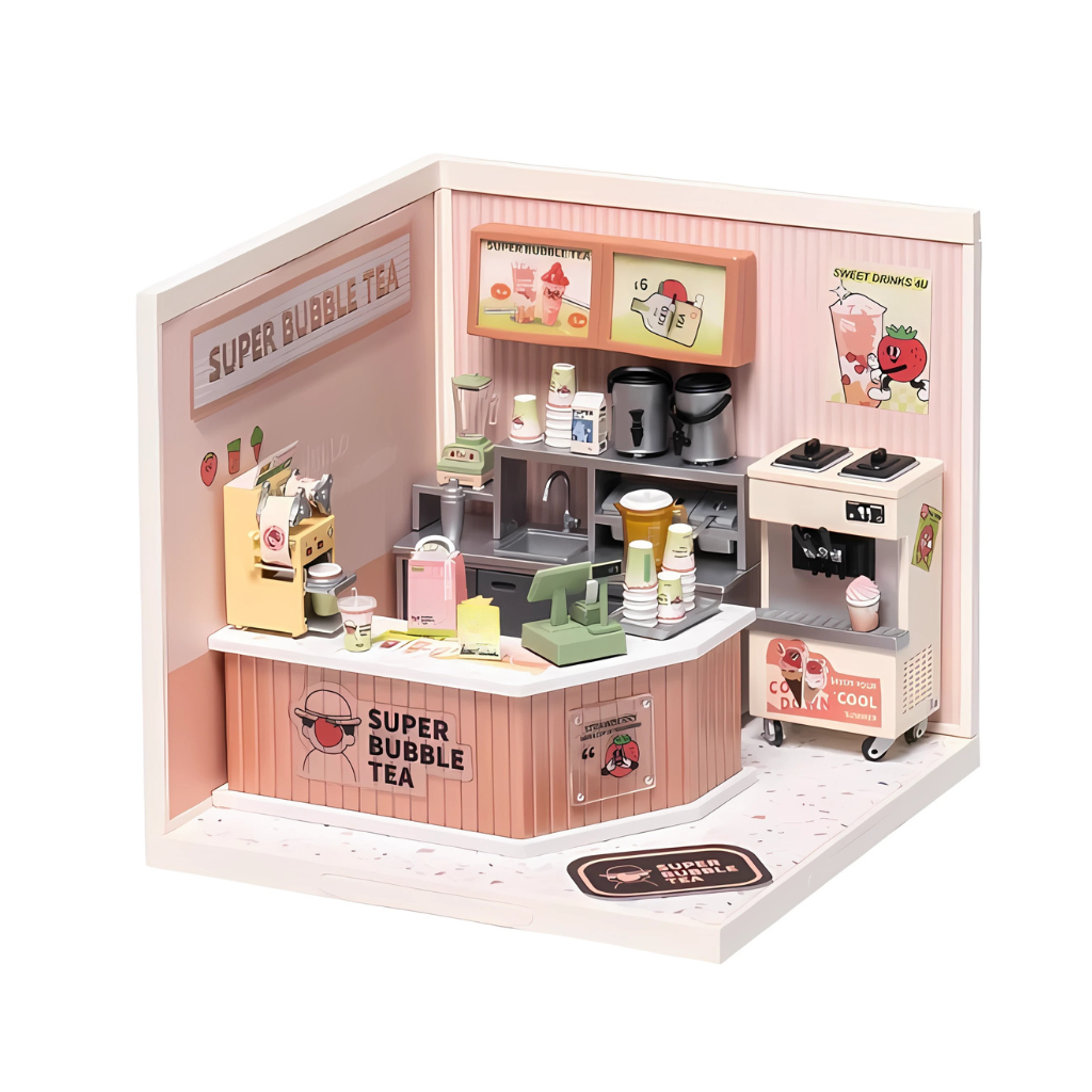 Super Creator Double Joy Bubble Tea DIY Miniature House Kit
