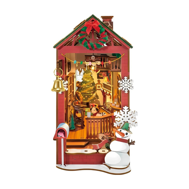 Christmas Indoor Scene DIY Book Nook Shelf Insert Kit