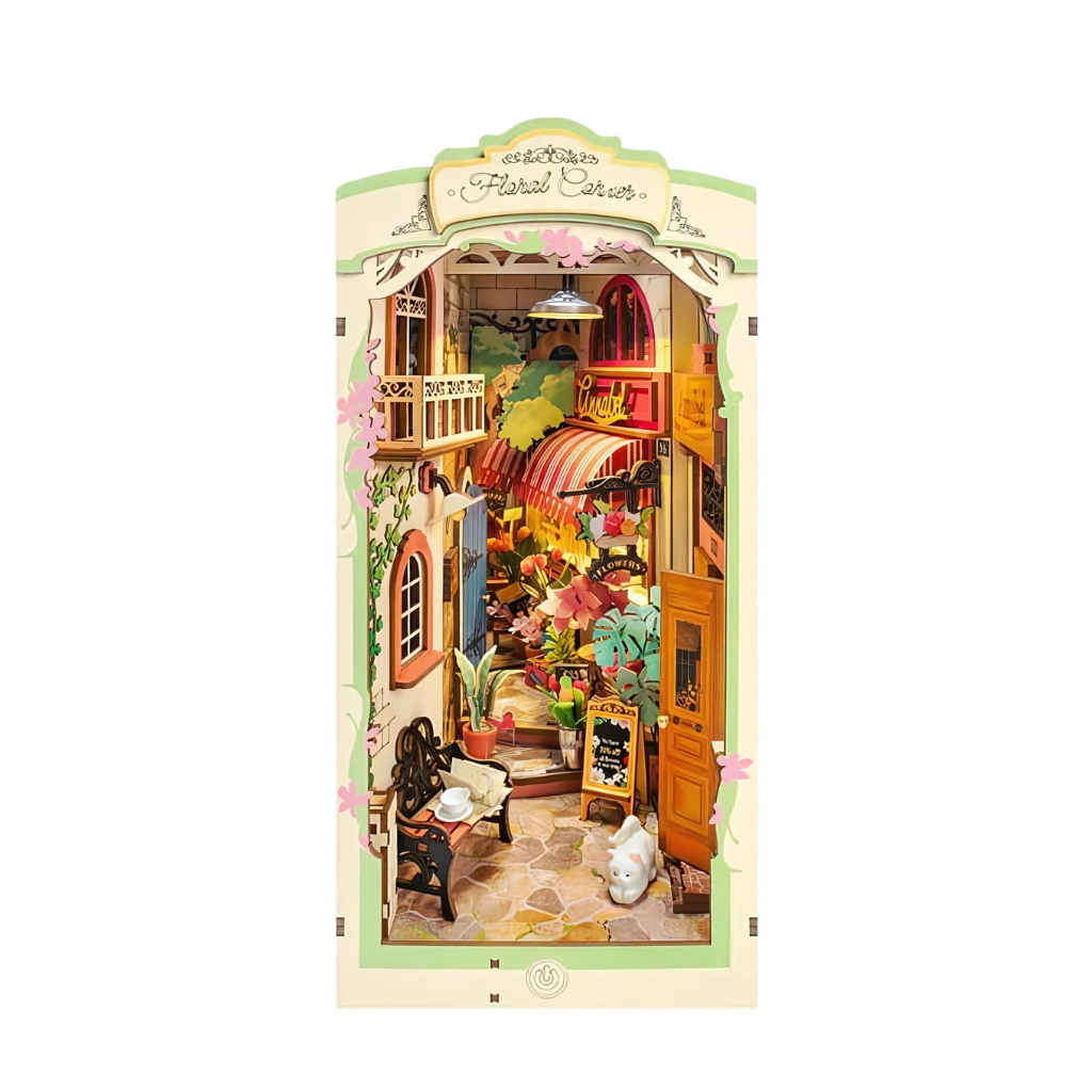 Floral Corner DIY Book Nook Shelf Insert Kit