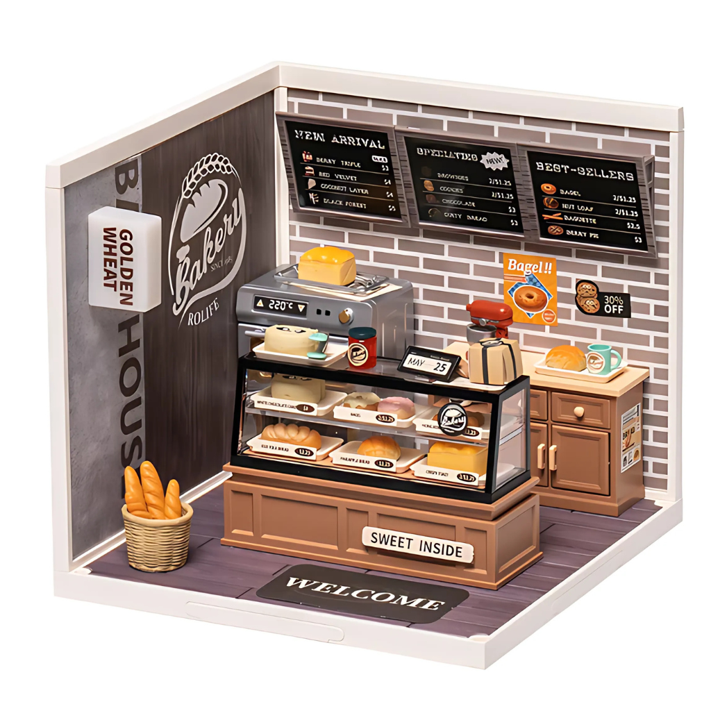 Super Creator Golden Wheat Bakery DIY Miniature House Kit