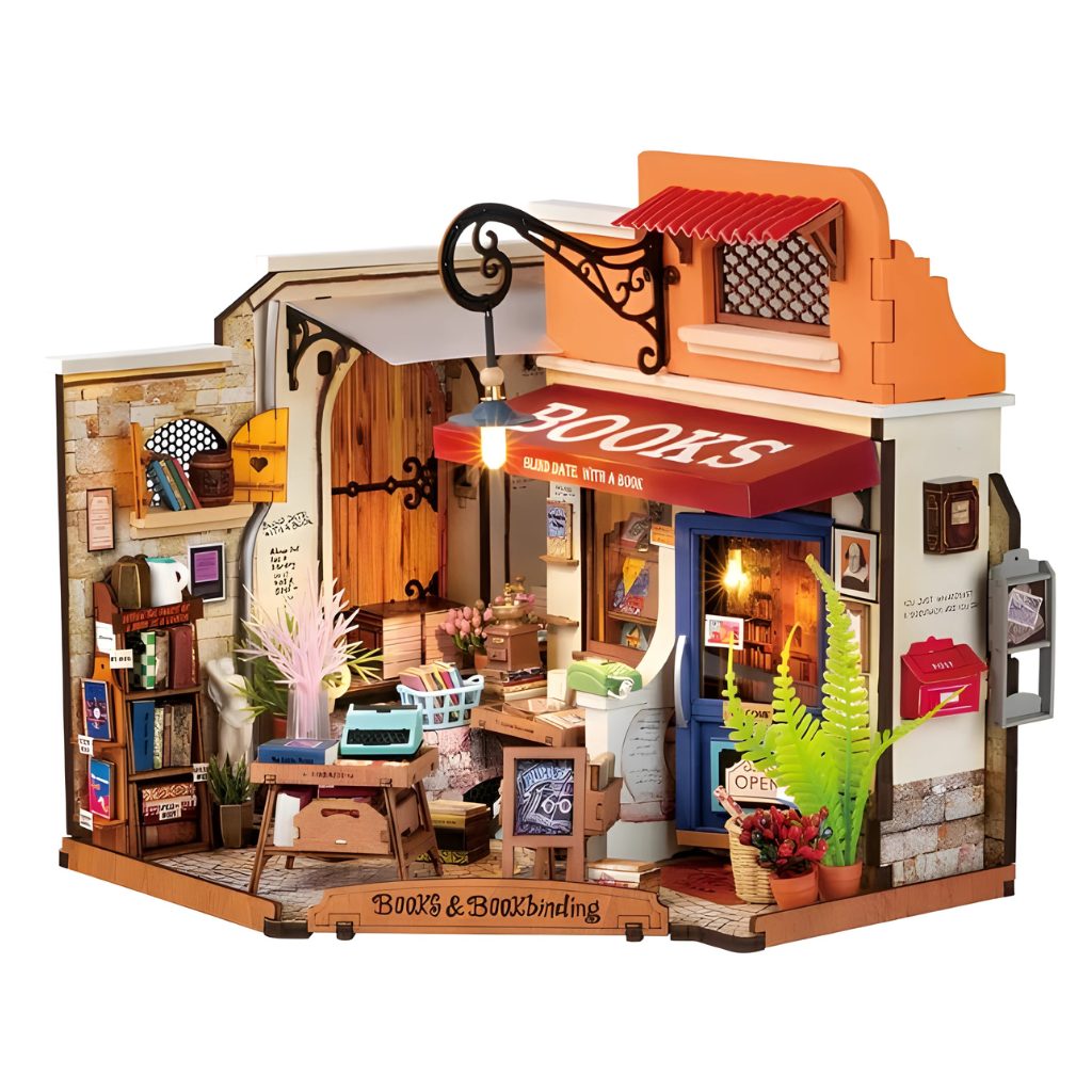 Corner Bookstore DIY Miniature House Kit