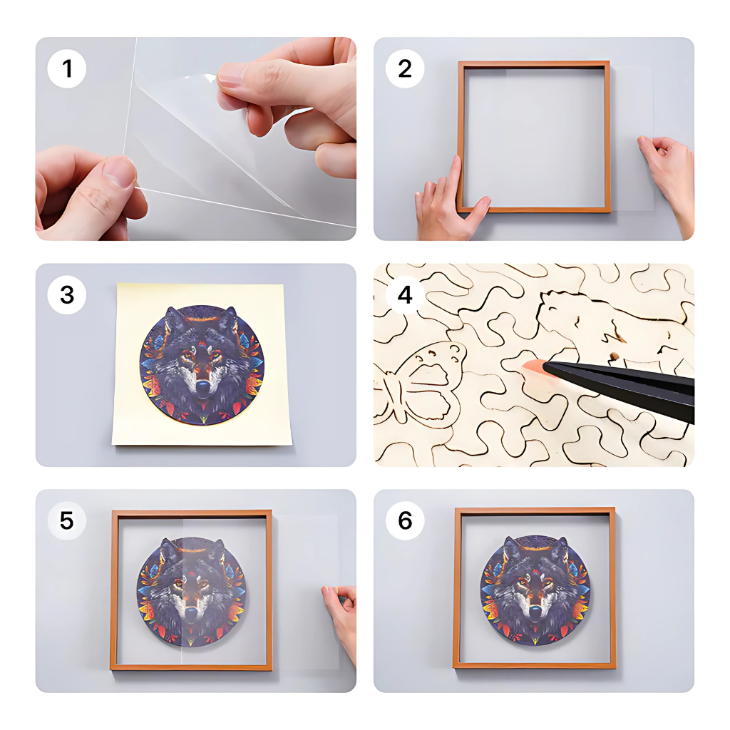 Wolf In The Jungle Wooden Jigsaw Puzzle With Frame