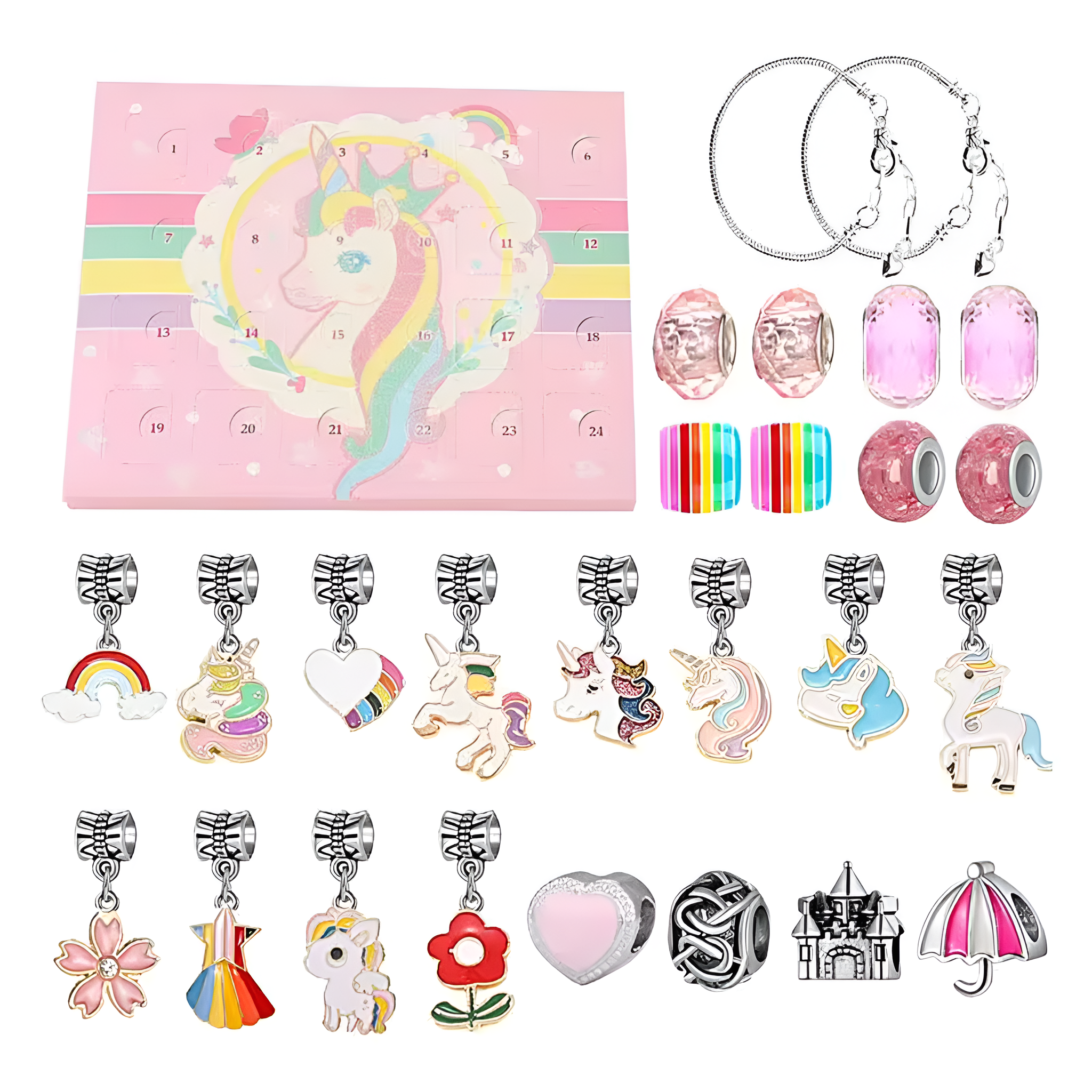 Advent Calendar 2023 Christmas DIY Unicorns Charm Bracelet 