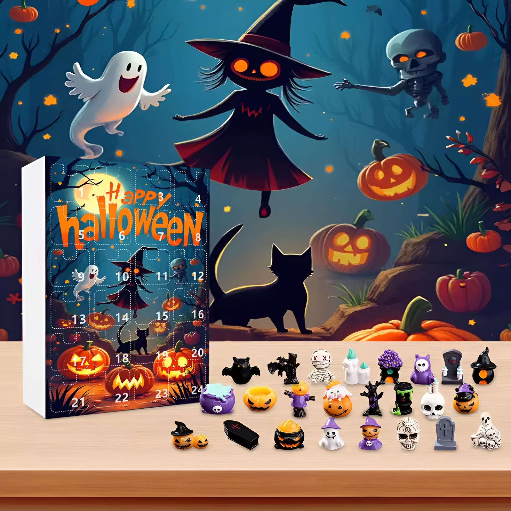 Halloween Advent Calendar With Daily Resin Display Figures