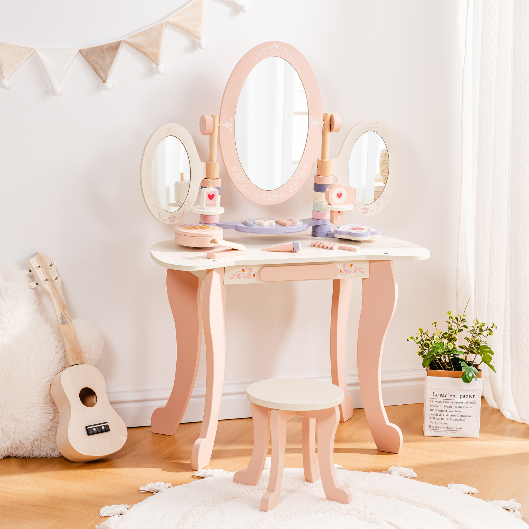 Wooden Princess Dressing Table With Mirror