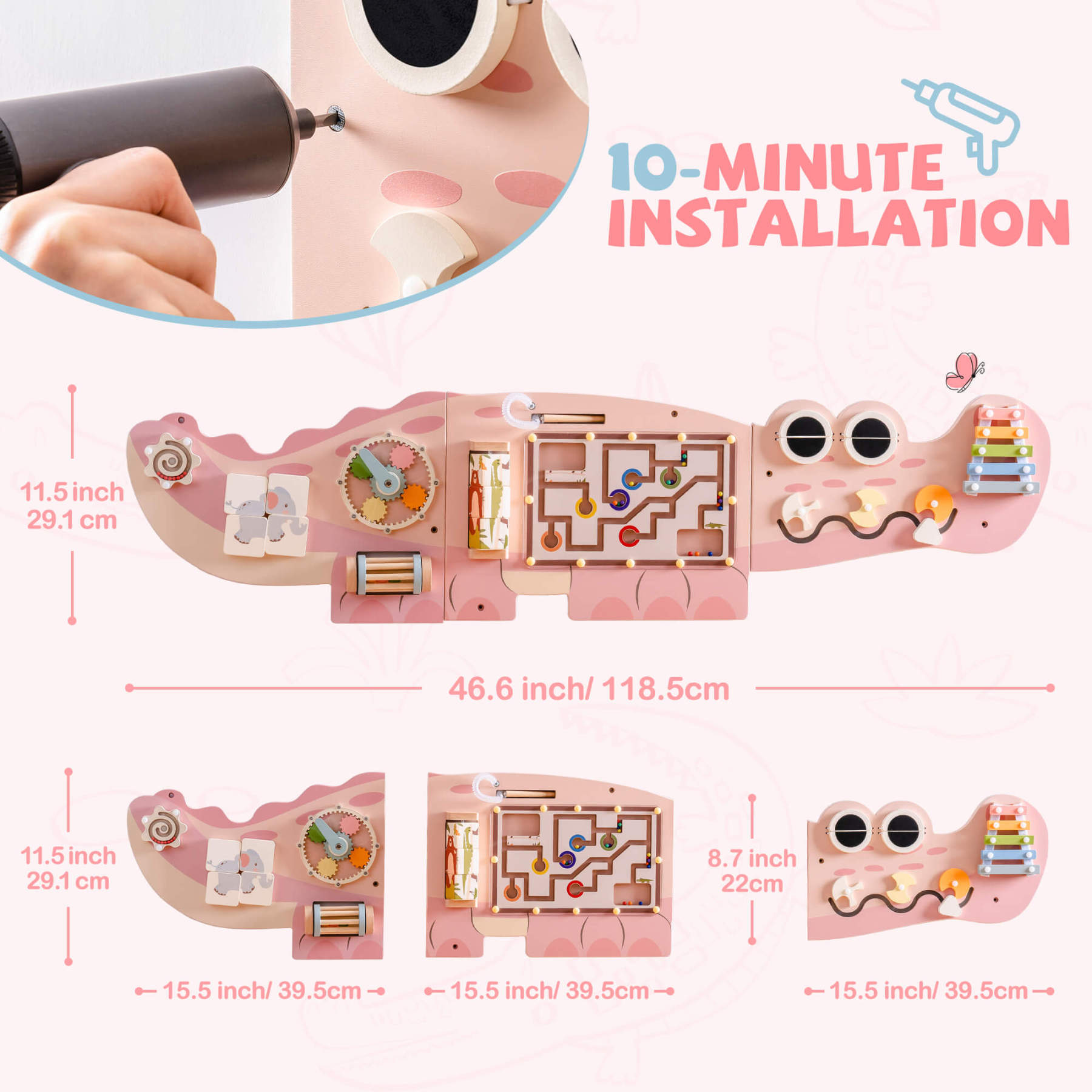 Montessori Wooden Wall Busy Board For Toddlers