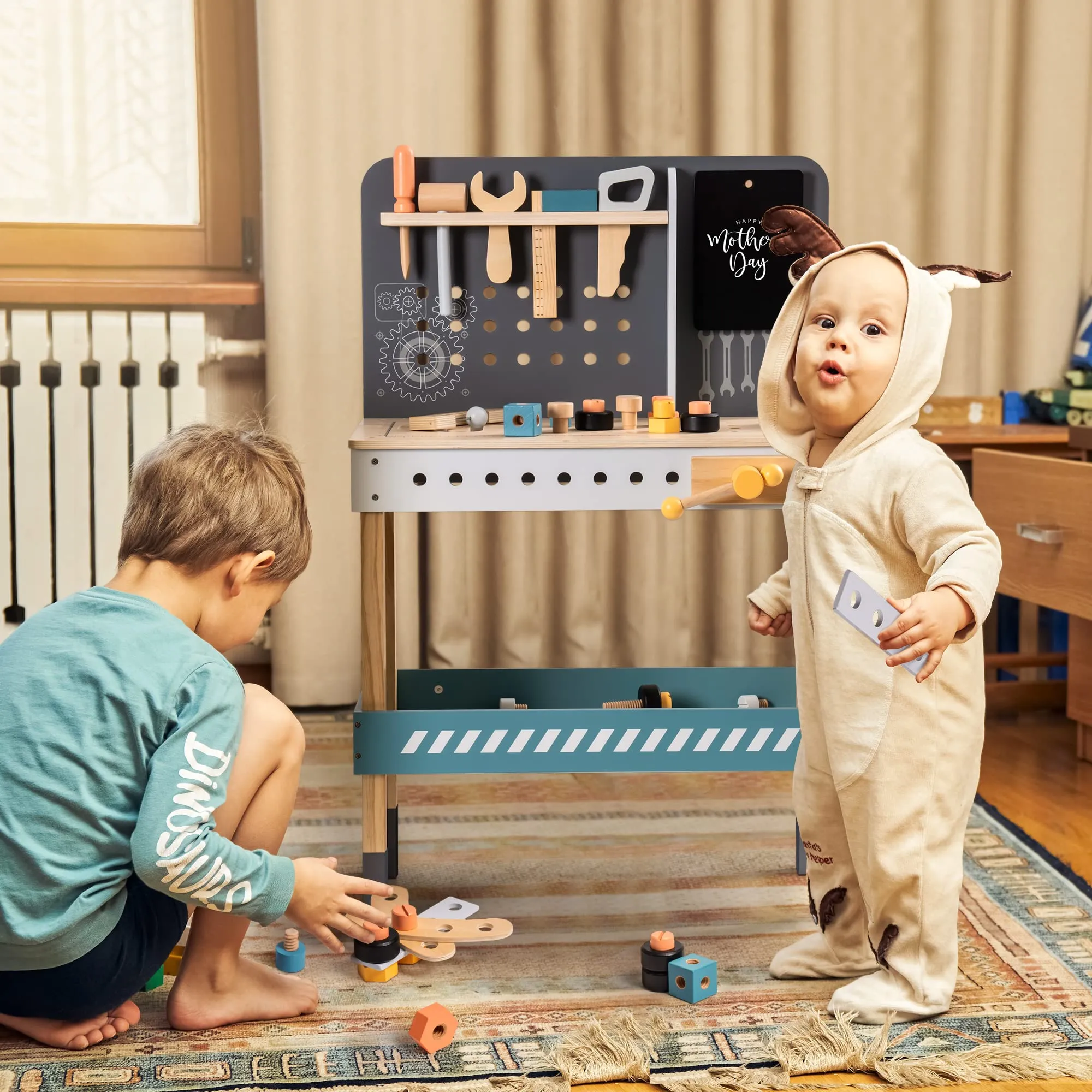 Wooden Tool Workbench For Kids Toddlers