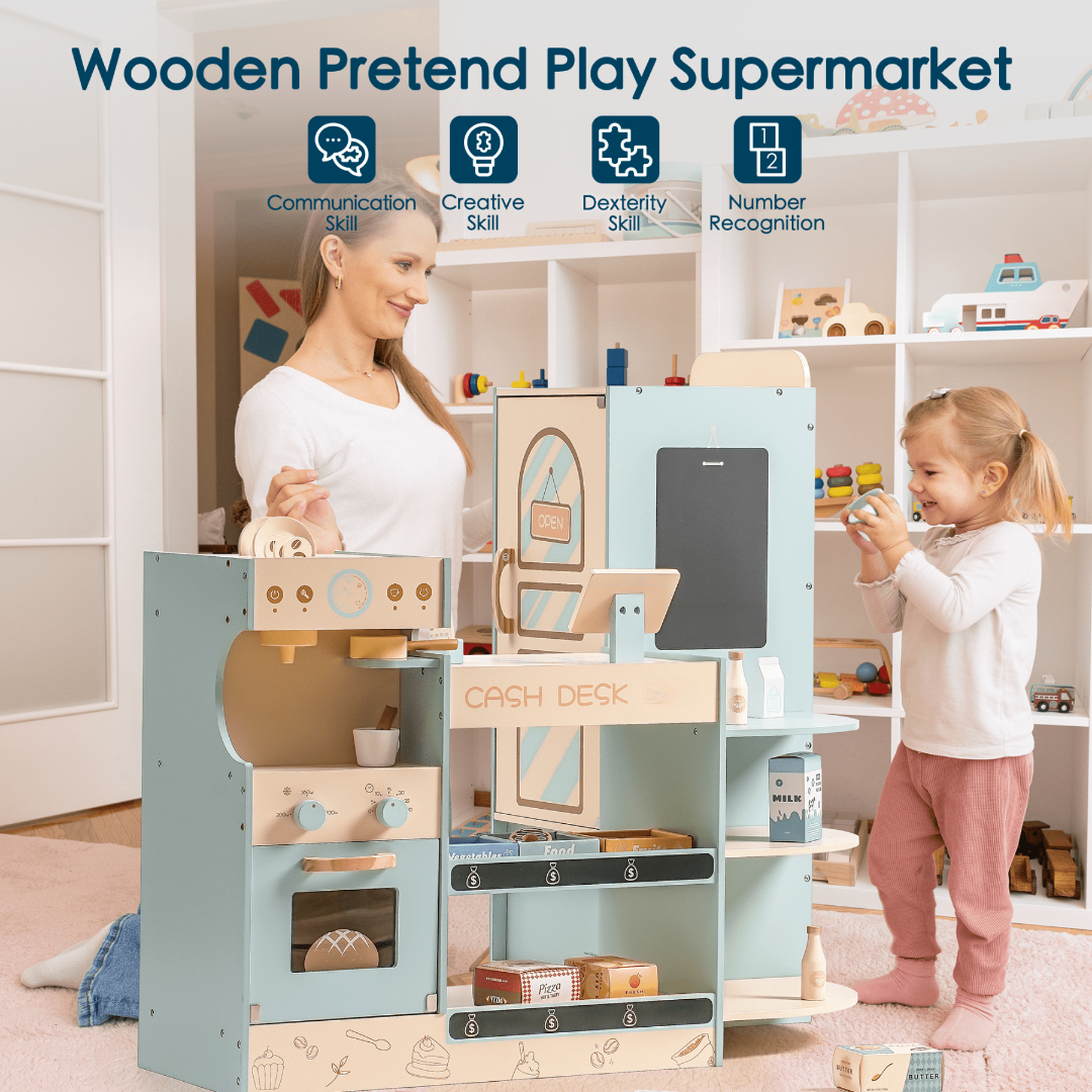 Wooden Coffee Shop Pretend Play Set For Kids