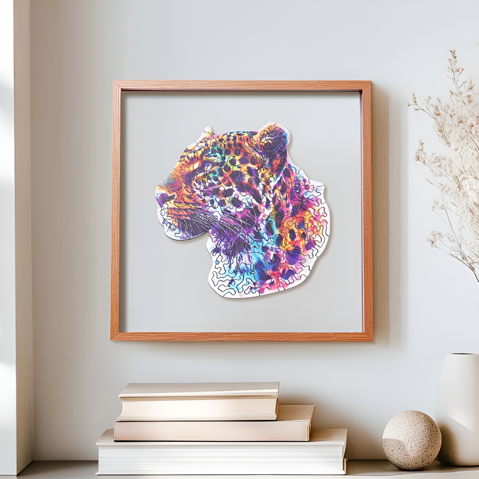 Fancy Leopard Wooden Jigsaw Puzzle with Frame
