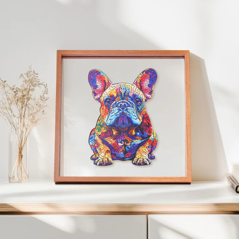 French Bulldog Wooden Jigsaw Puzzle with Frame