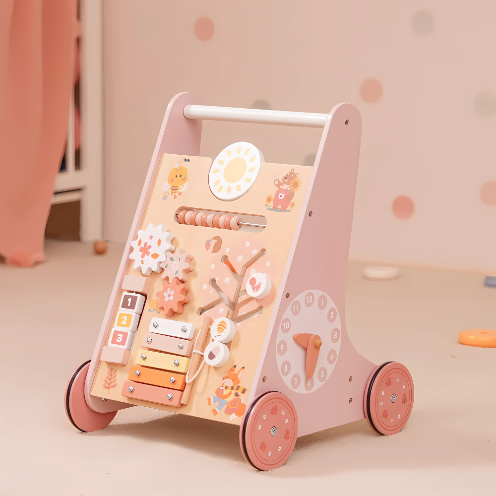 Wooden Pink Baby Walker