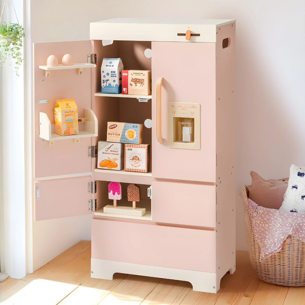 Wooden Pink Refrigerator