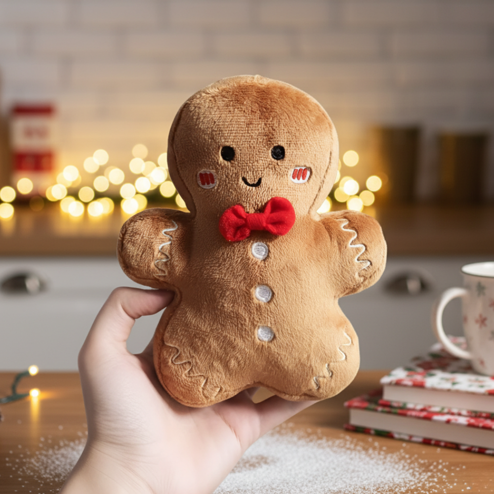 Gingerbread Plush Doll With Bow For Christmas Decoration And Tree Display