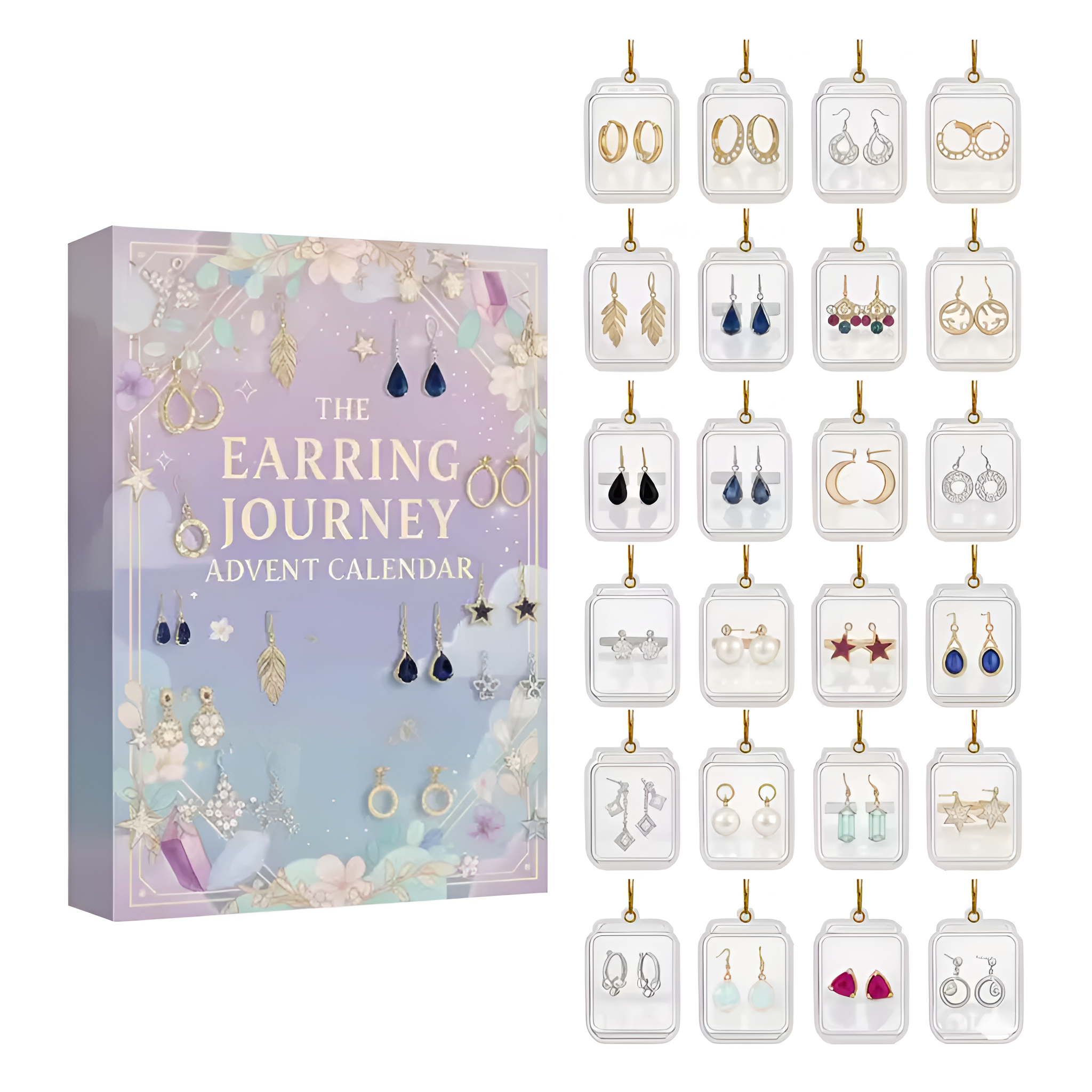 Acrylic Earring Advent Calendar Festive Countdown Gift Box