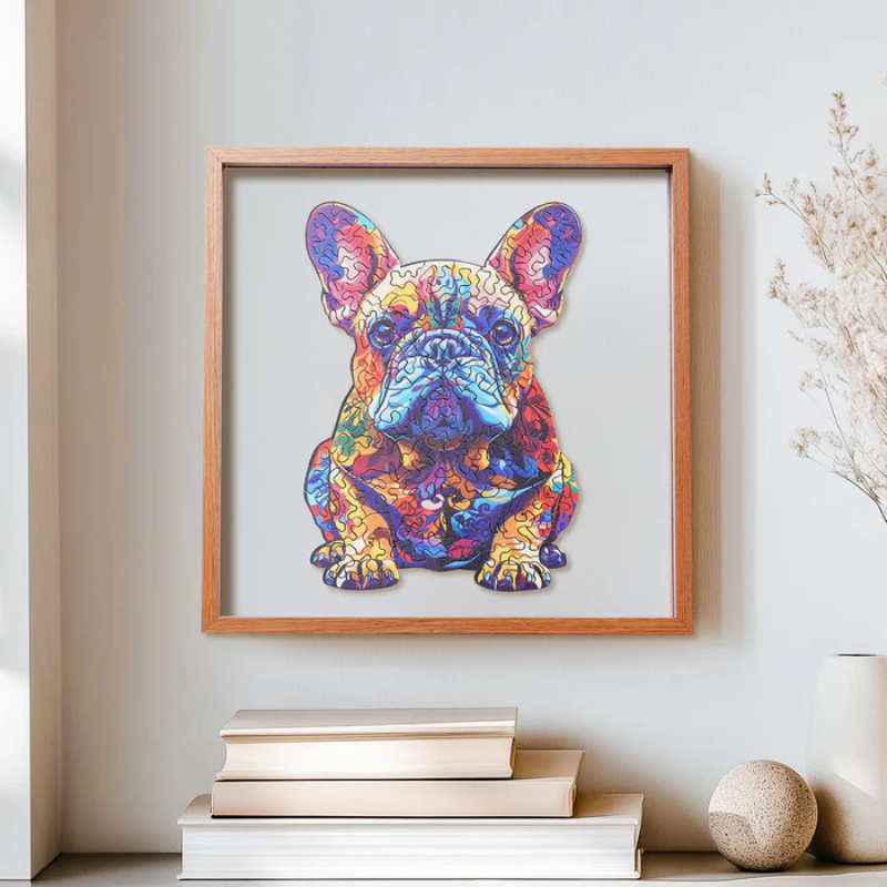 French Bulldog Wooden Jigsaw Puzzle with Frame