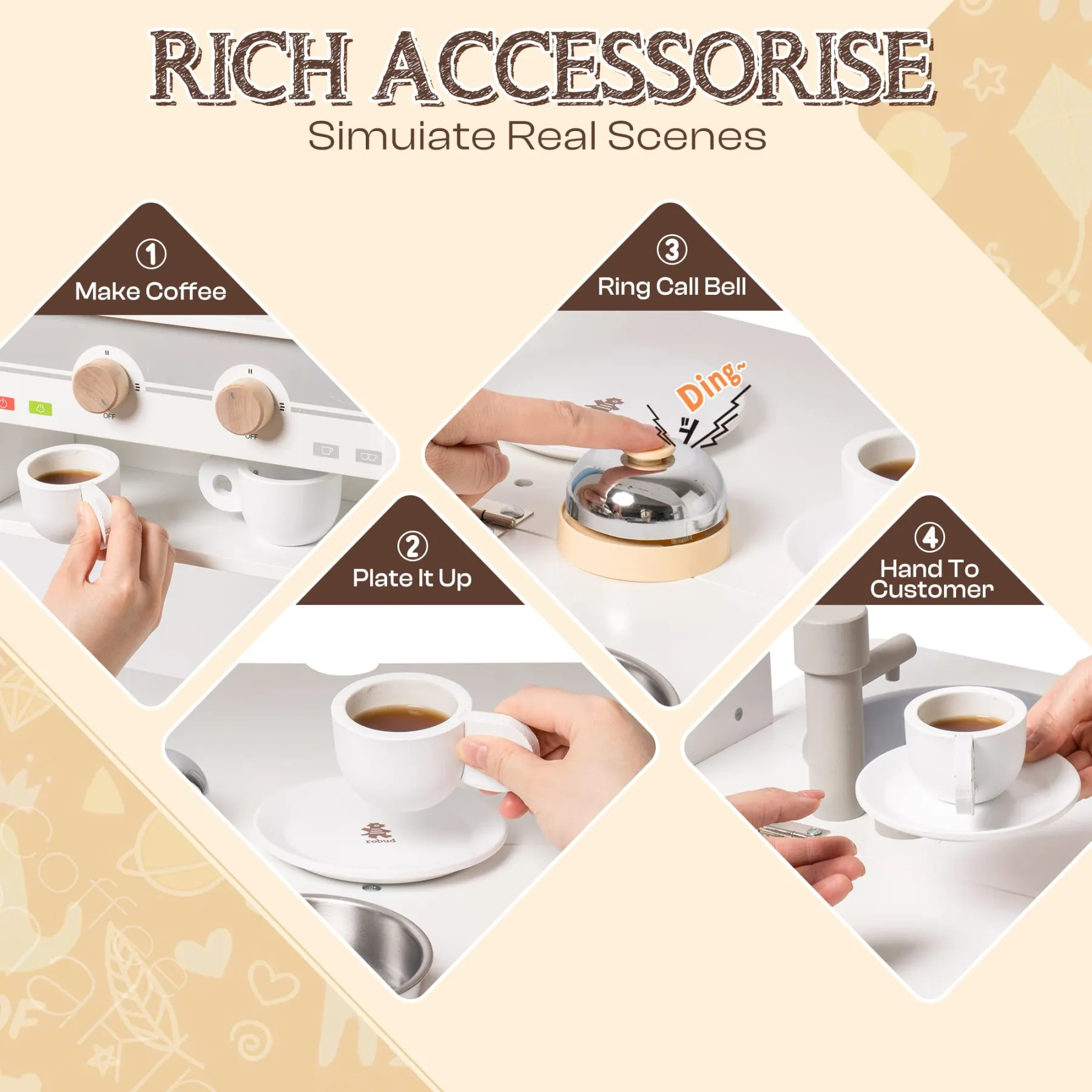 Wooden Cooking Station Playset For Children