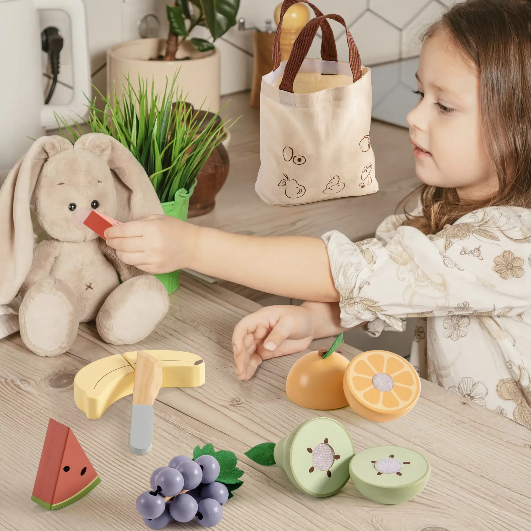 Wooden Play Food Fruit Set for Kids