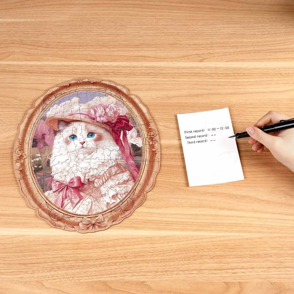 Springtime Kitty Portrait Wooden Jigsaw Puzzle