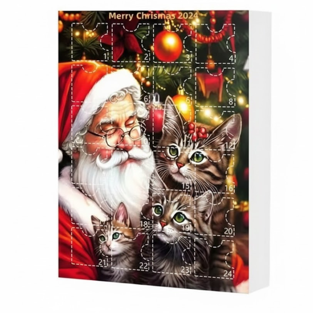 2D Acrylic Cat Advent Calendar With 24 Day Christmas Kitten Surprises