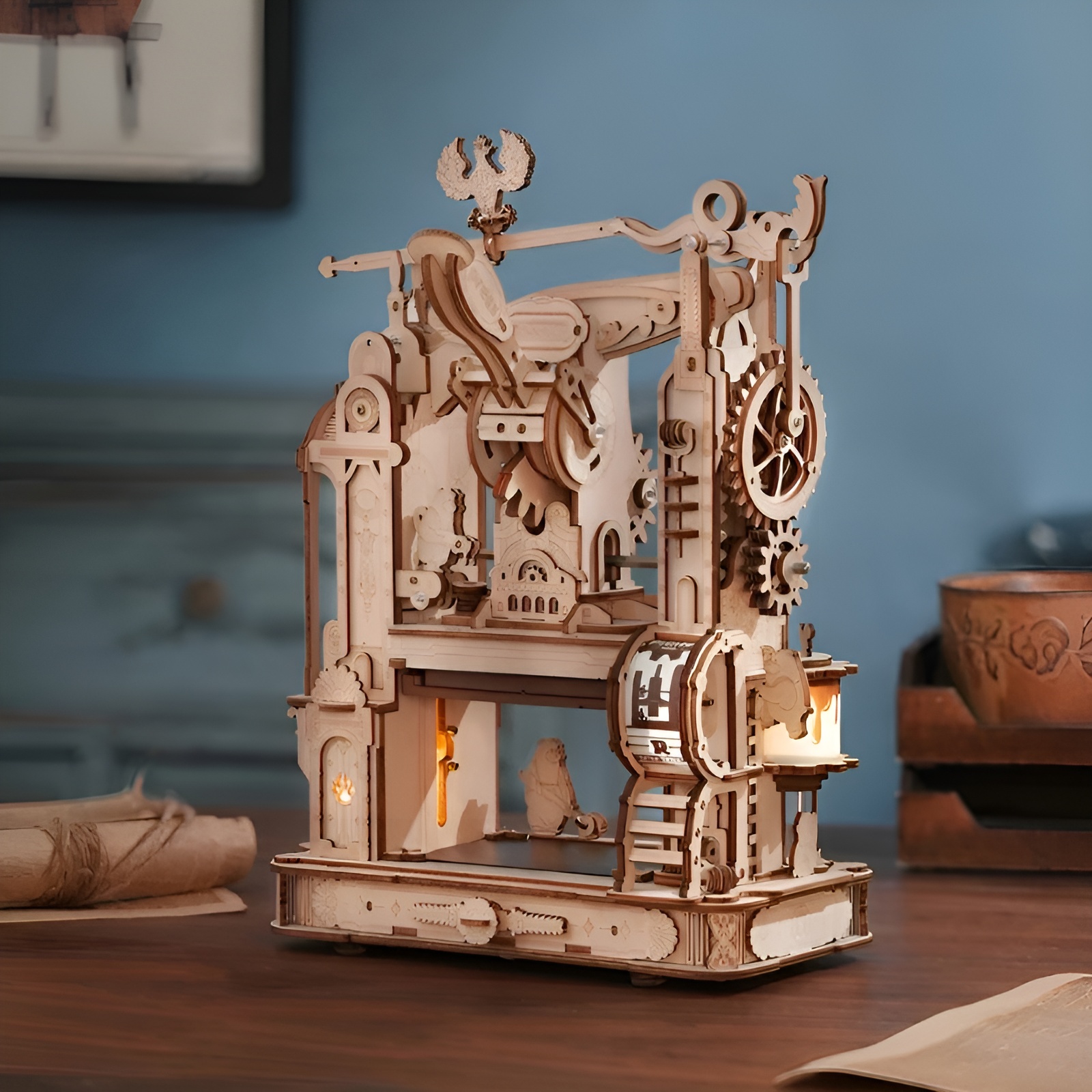 Classic Printing Press Mechanical 3D Wooden Puzzle